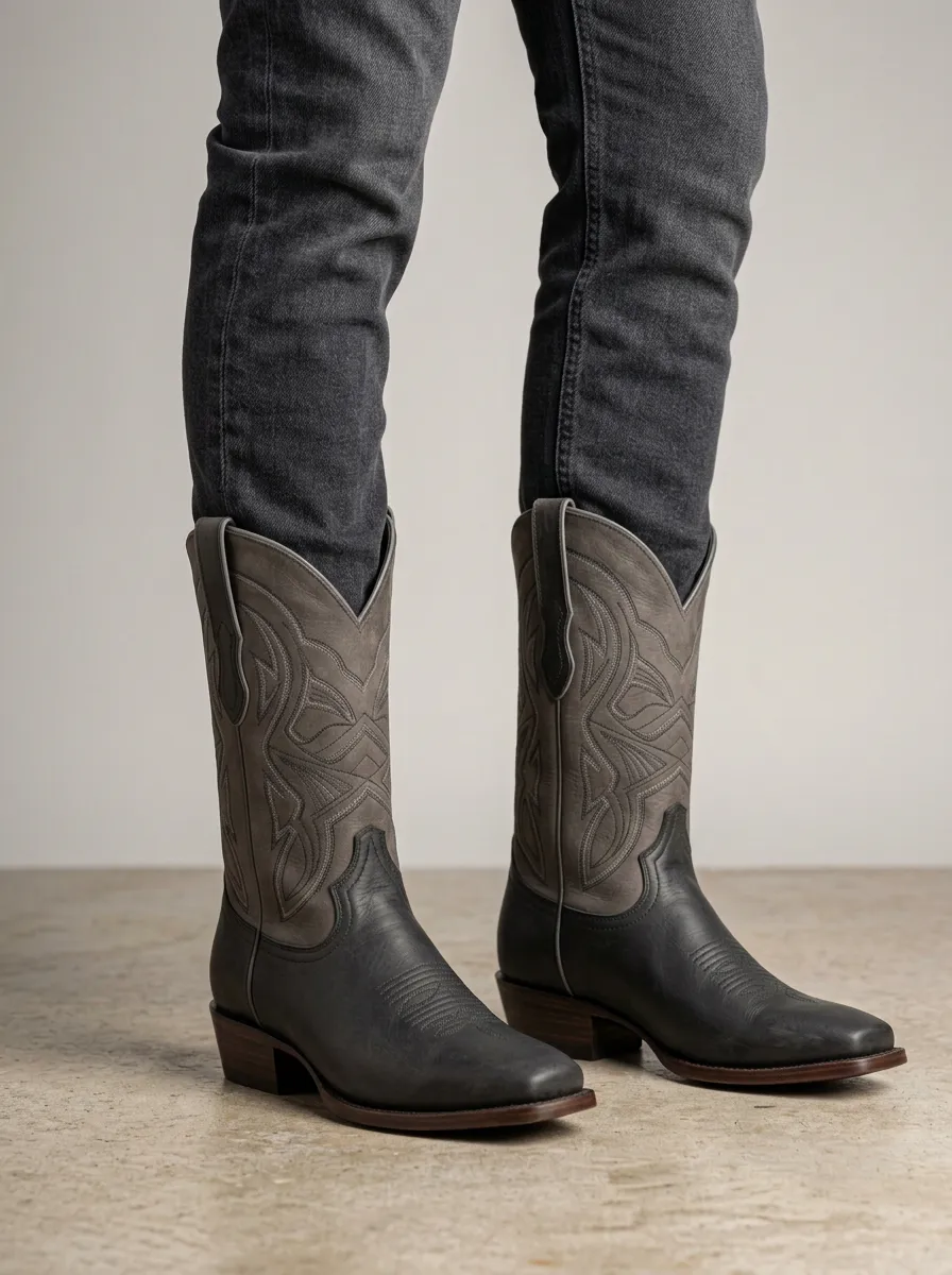 Men's Western Cowboy Embroidered Western Boots Men