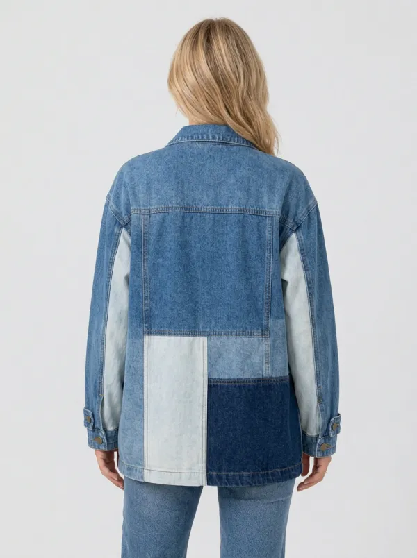 Women's Vintage Style Patchwork Denim Button Up Jacket