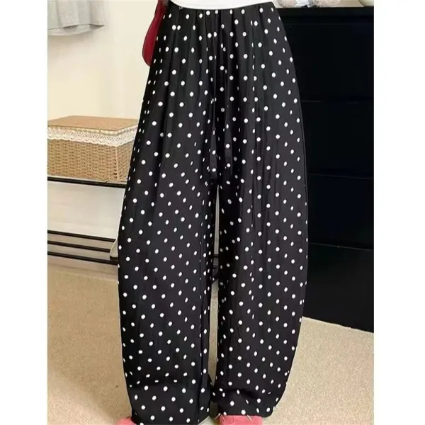 Polka Dot Wide-Leg Linen Pants