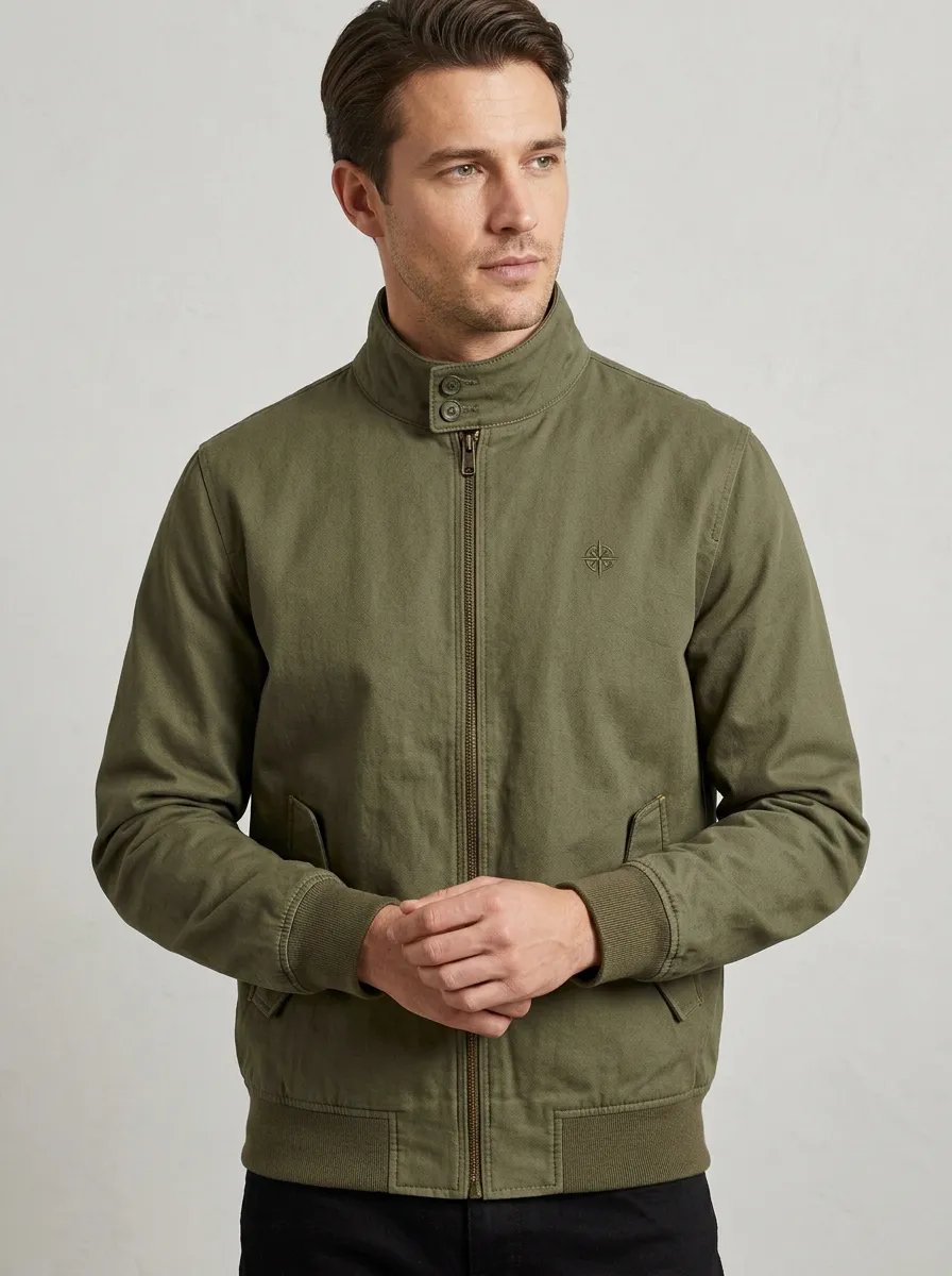 Men's Outdoor Adventure Compass Embroidered Zip-Up Jacket