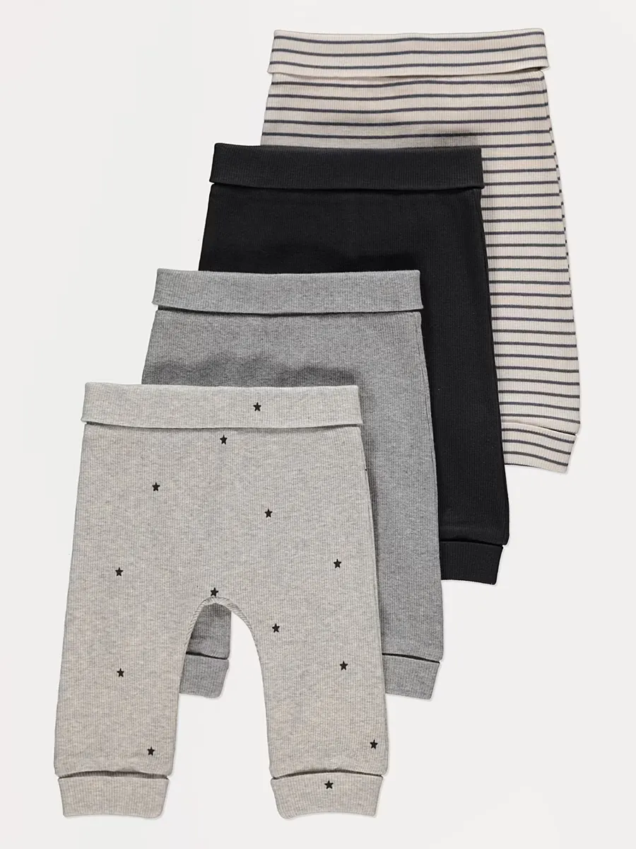 Neutral Ribbed Leggings 4 Pack