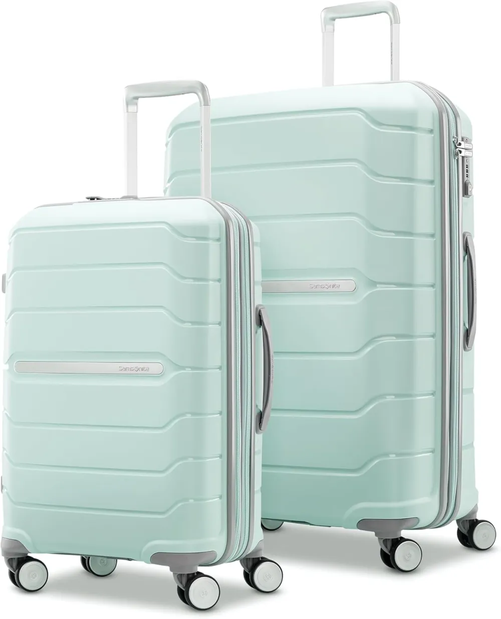 Samsonite Freeform Hardside Carry-On Luggage with Spinner Wheels - Hardshell Suitcase - TSA, Airline-Approved - Expandable Hard Shell, Smooth Rolling Wheels for Lightweight Travel - White/Grey
