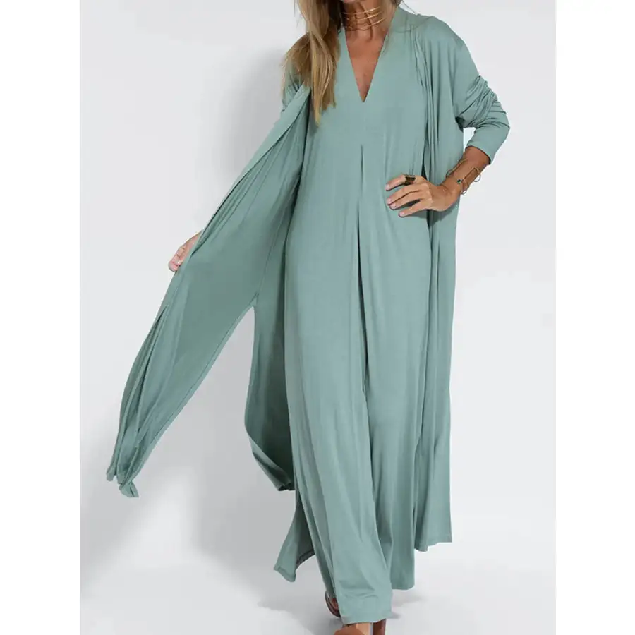 Full Size V Neck Sleeveless Maxi Dress with Slit Plus Size