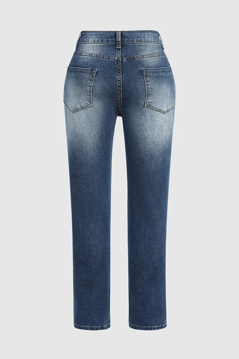 Ripped Raw Hem Low Rise Skinny Moto Jeans