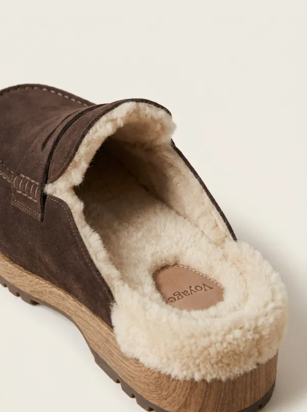 Women's Worksite Faux Fur Lined Winter Suede Wood Sole Loafers