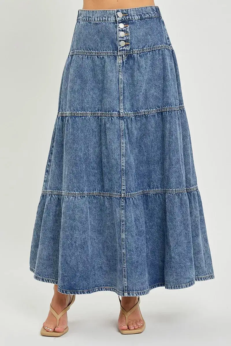 High Rise Ruffle Long Skirt Skirt