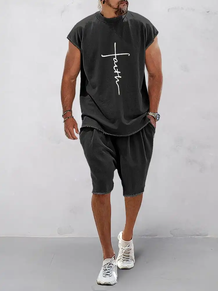 Casual Short Sleeve Sports Tee Set