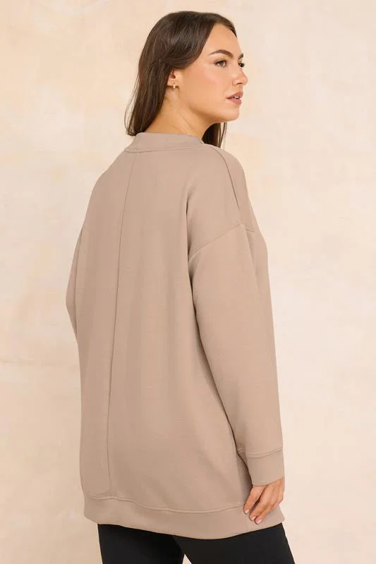 Natural Brown Luxe Zip Detail Sweatshirt detail 2