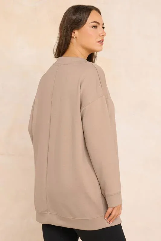 Natural Brown Luxe Zip Detail Sweatshirt