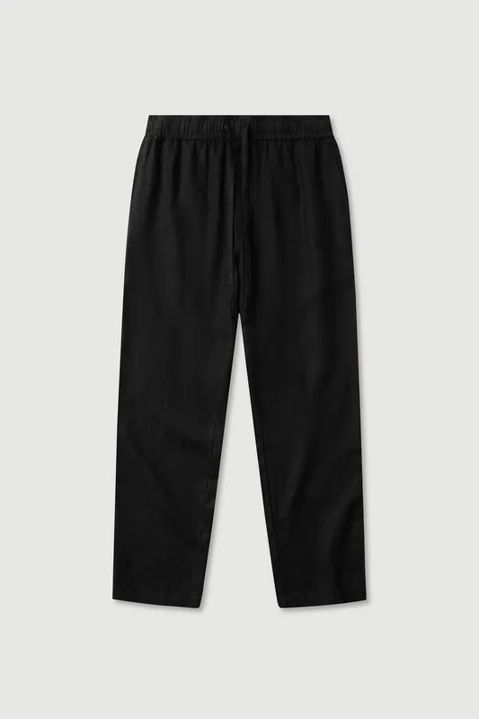 Black Linen Drawstring Pants