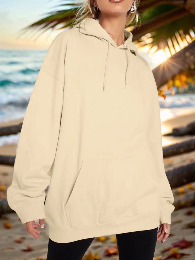 Refined Drawstring Pocketed Hoodie