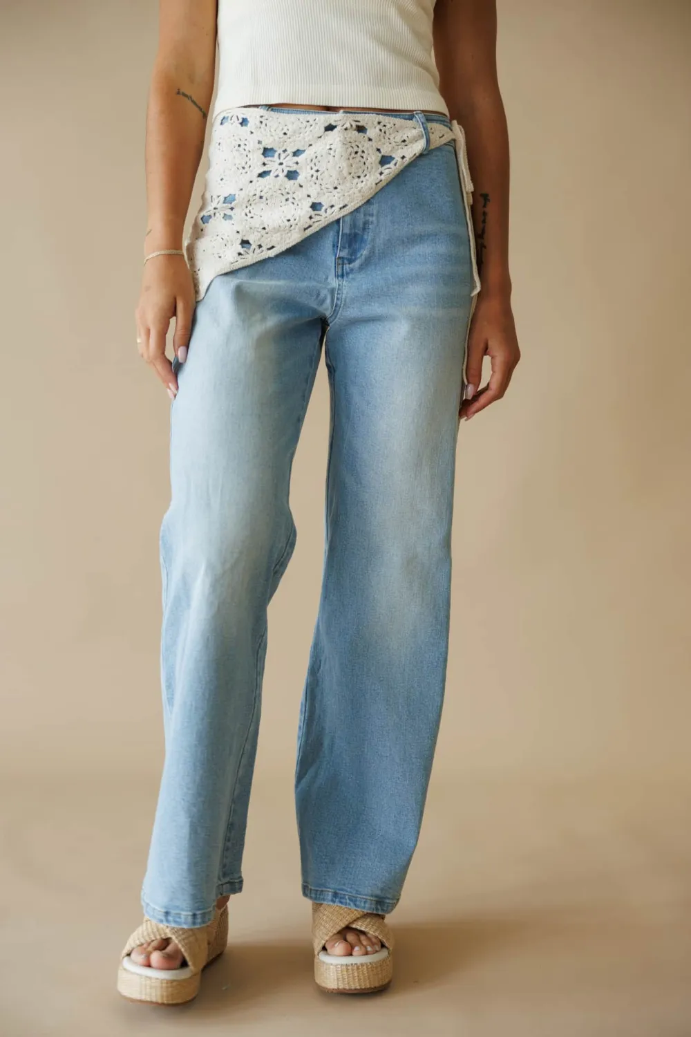 Crochet Straight-Leg Jeans