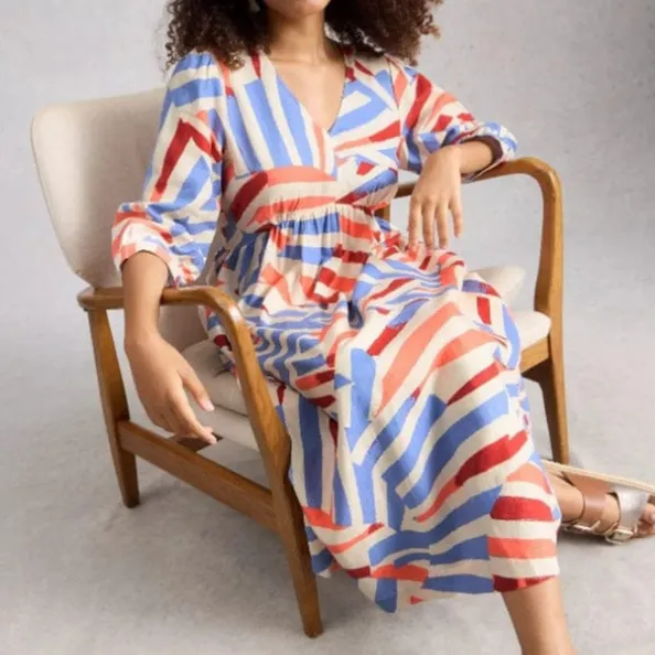 Linen-Blend Women's Midi Dress