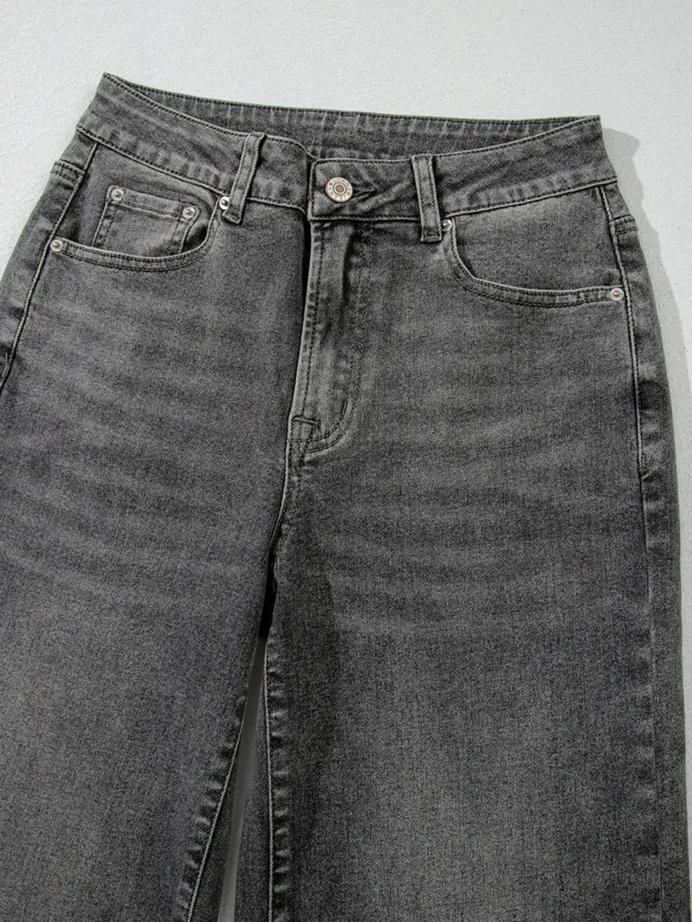 Sharp High Waist Straight Leg Raw Denim Jeans