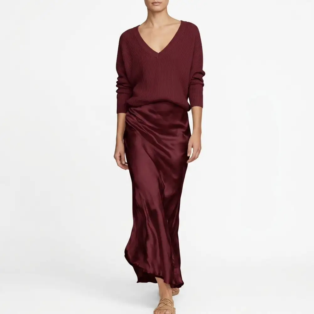 Knit Satin Two-Piece Set
