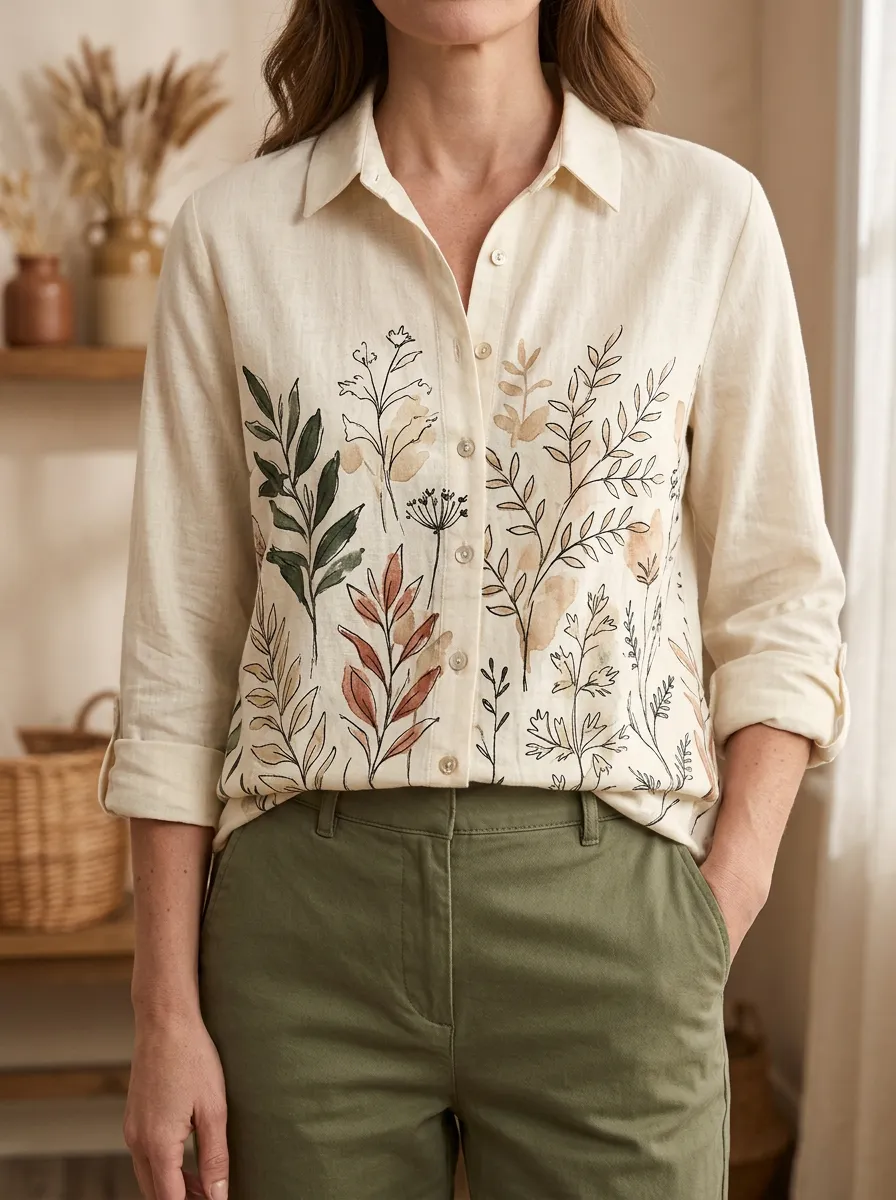 Women's Horizon Botanical Nature Lover Wildflower Shirt