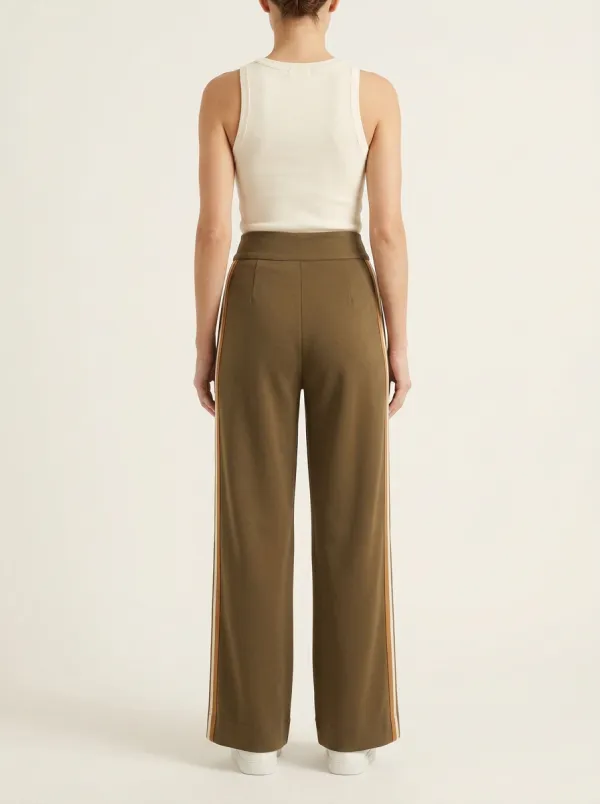 Women's High-Rise Double-Button Triple-Stripe Wide-Leg Trousers