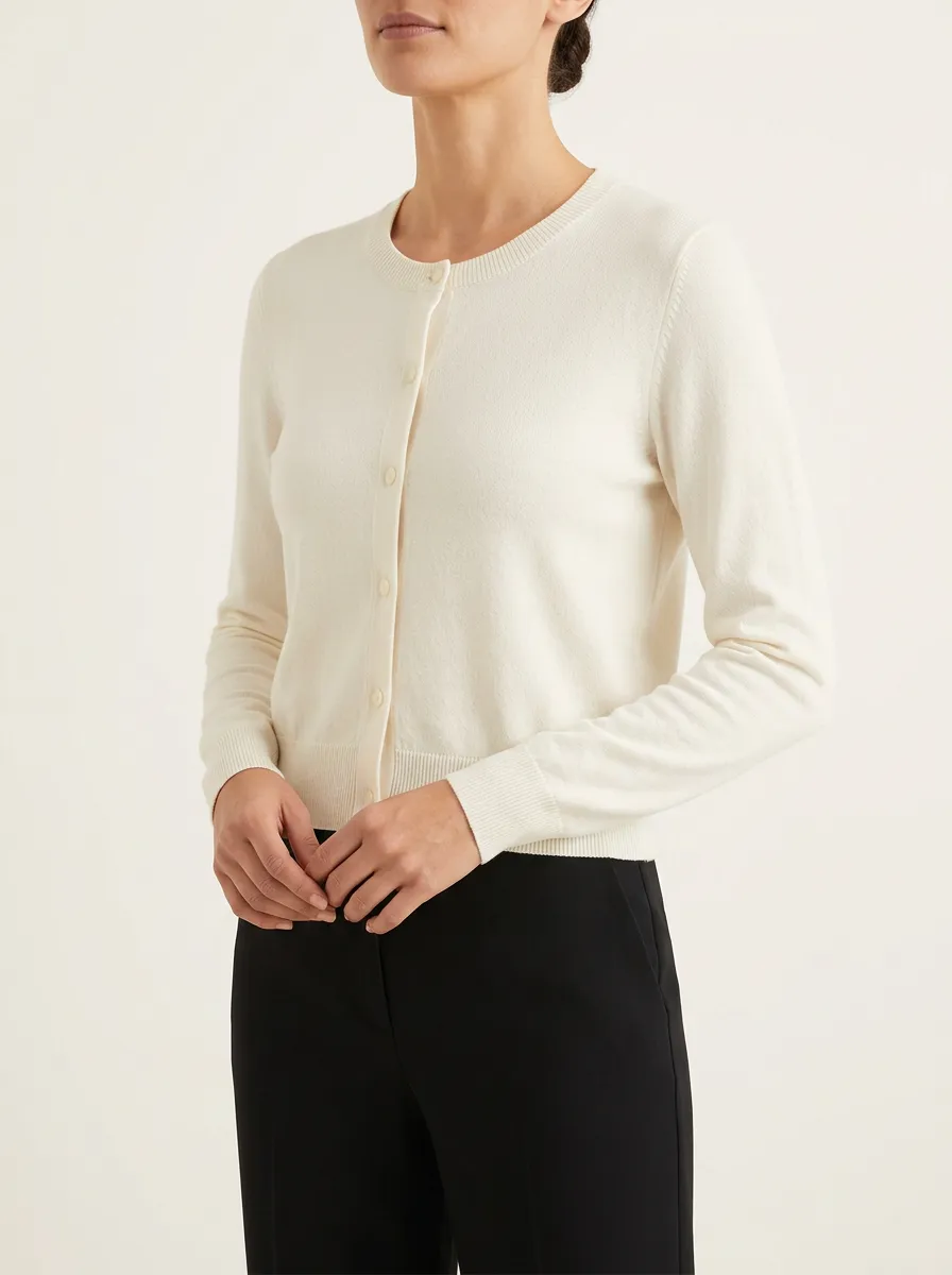 Women's Minimalist Solid Button-Down Printed Cardigan