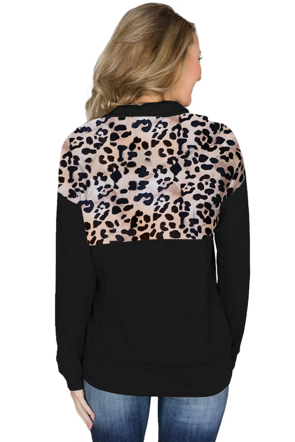 Floral Splice Kangaroo Pocket Zip Collar Sweatshirt