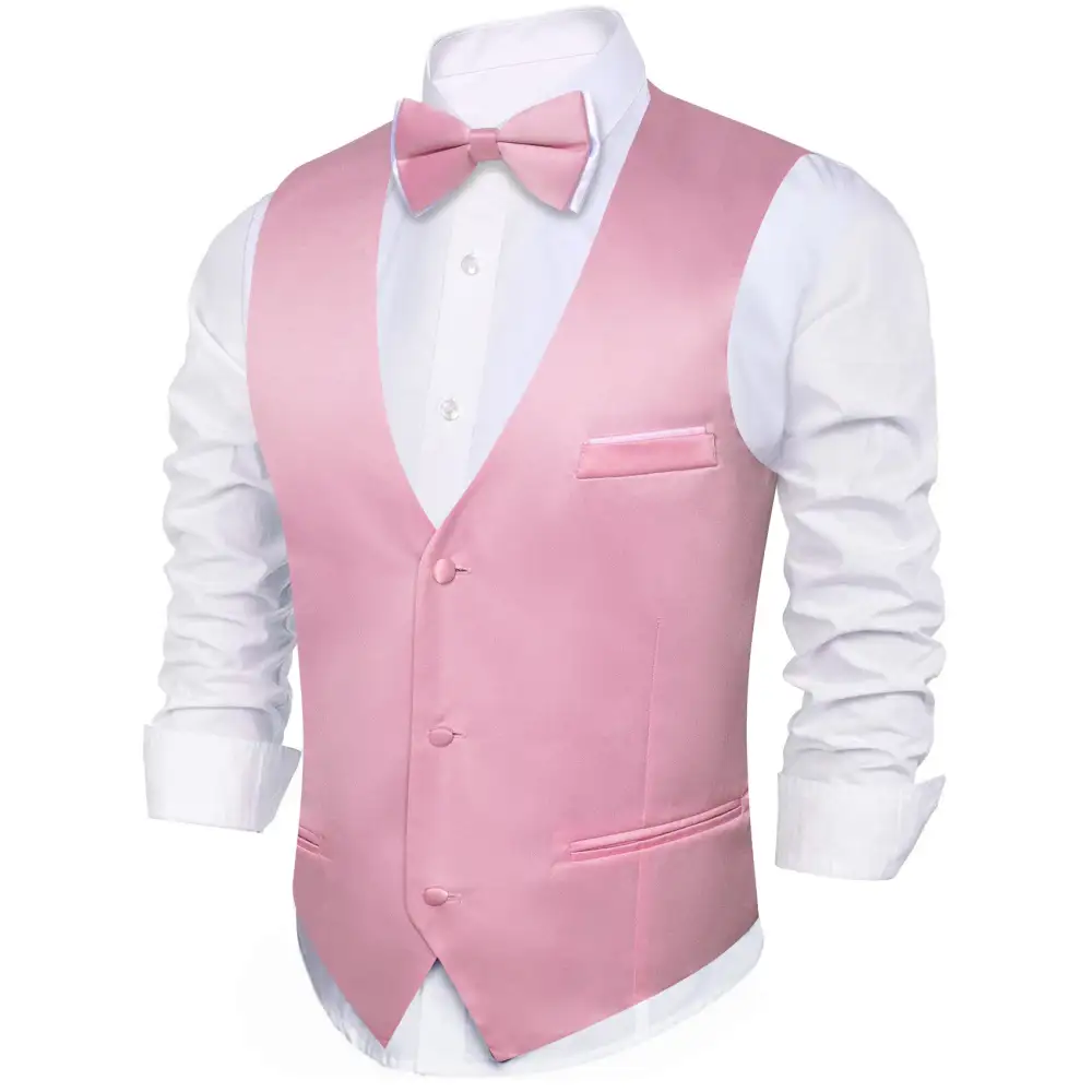 Refined Solid V Neck Formal Vest Set