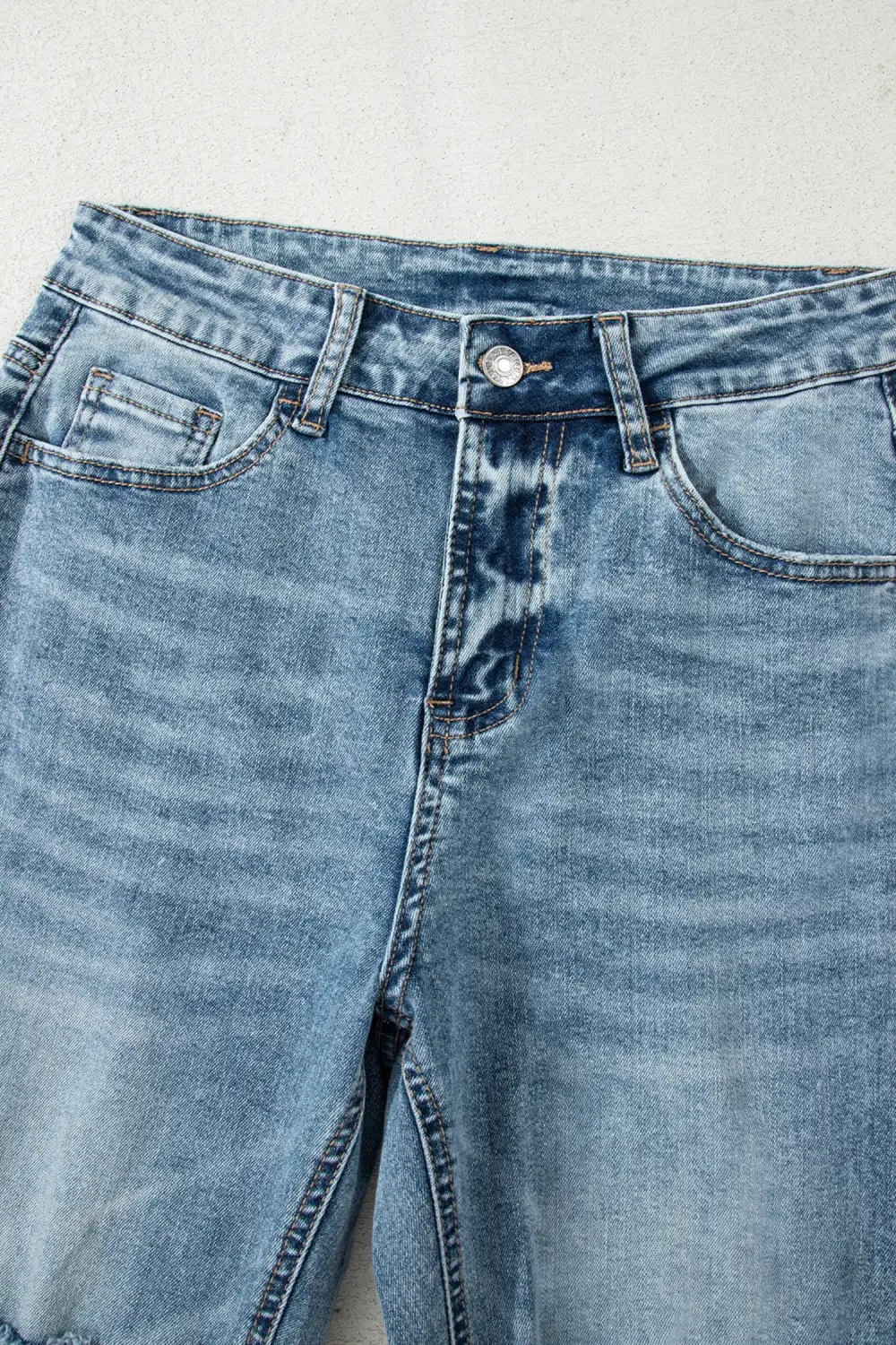 Women's Raw Hem Ripped Open Knee Fit Flare Jeans