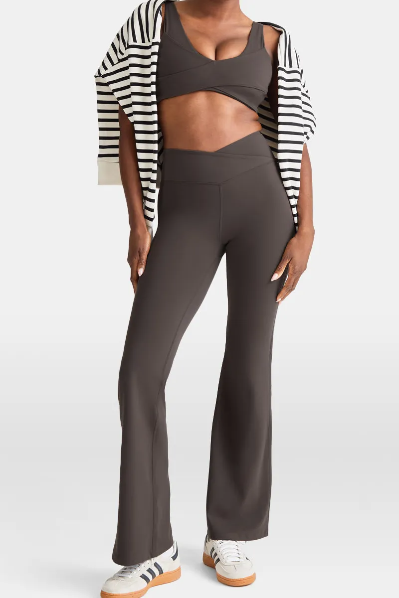 Dynamic Wrap Waist Flared Yoga Leggings