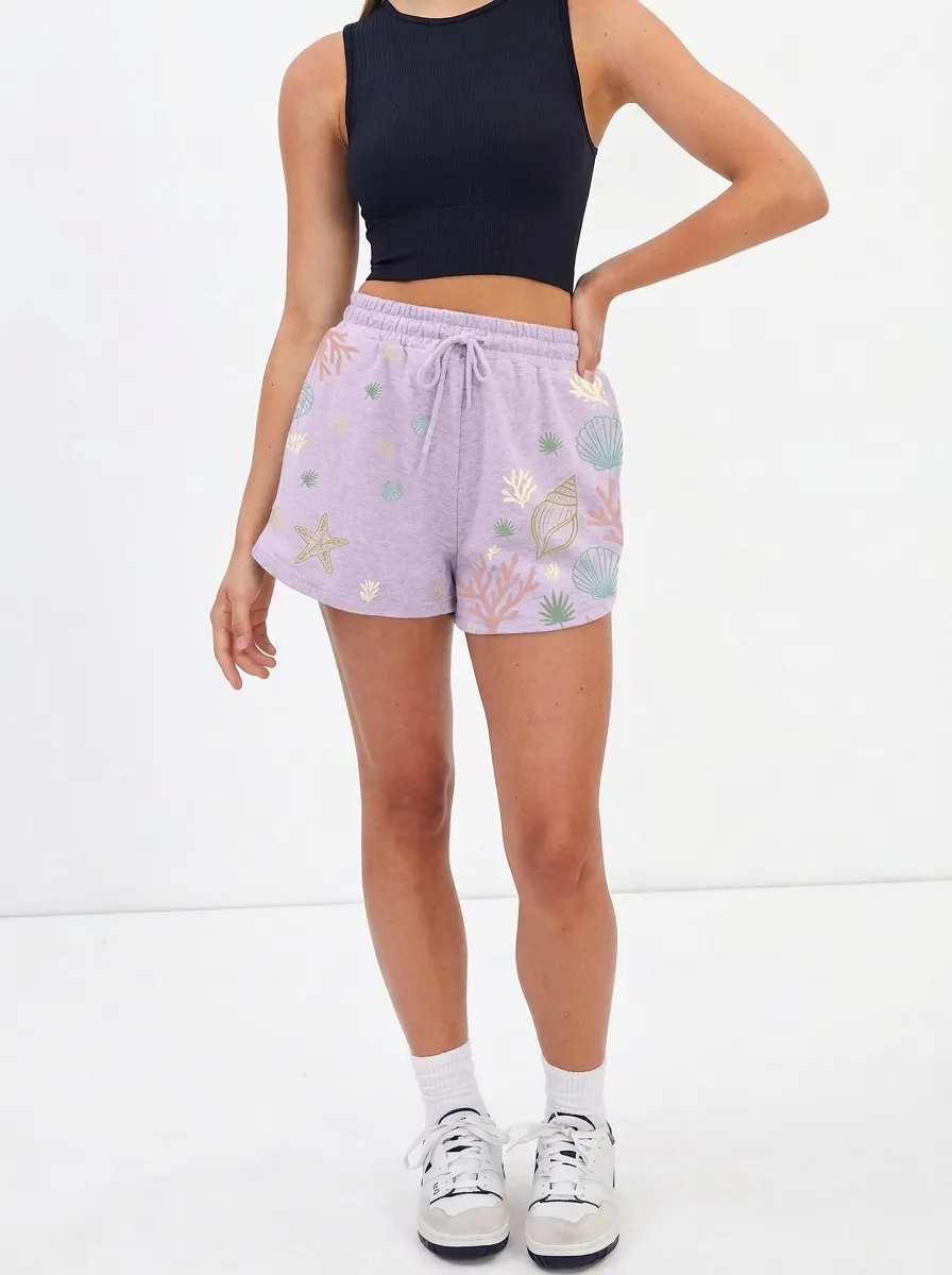 Women's Sierra Coastal Seashell Starfish Printed Shorts