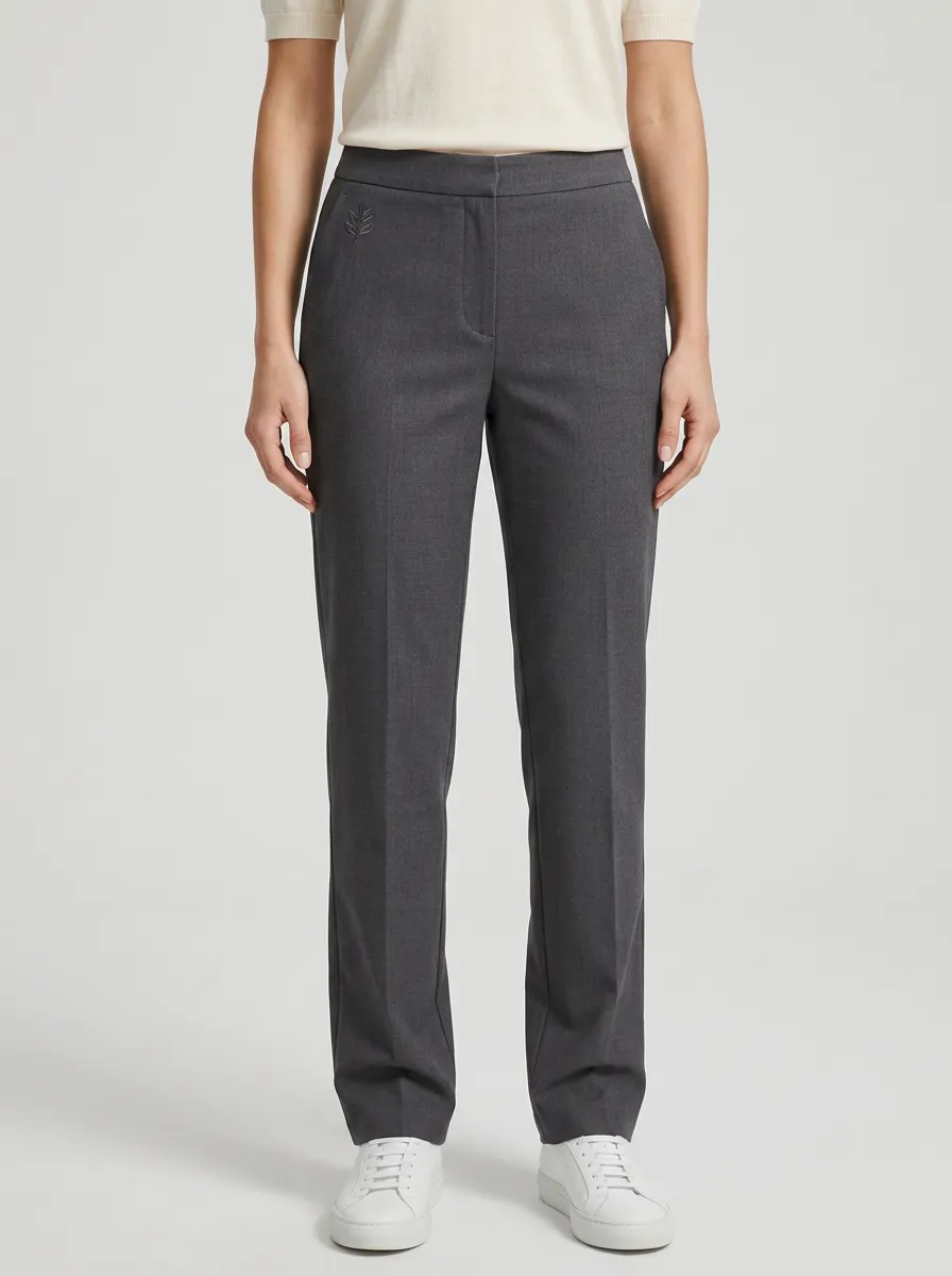 Women's Classic Flexible Leaf Logo Mid Rise Straight Leg Pants