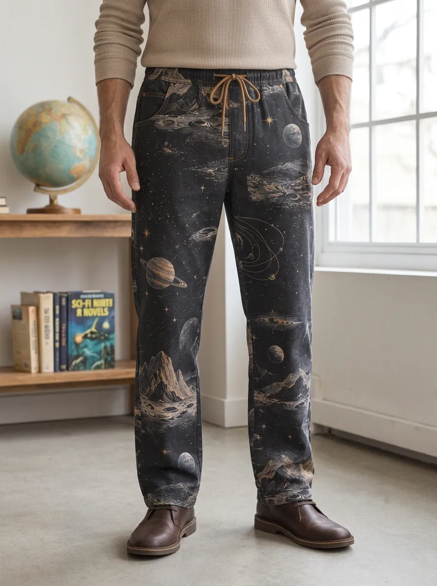 Men's Space Lover Galaxy Planet Landscape Printed Pants