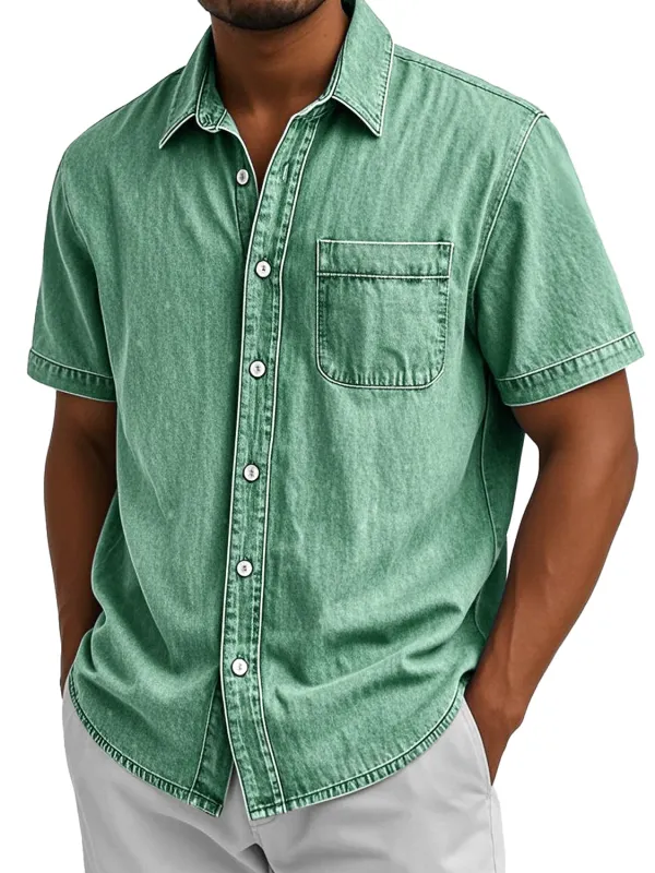 Short Sleeve Camp Collar Pocket Shirt