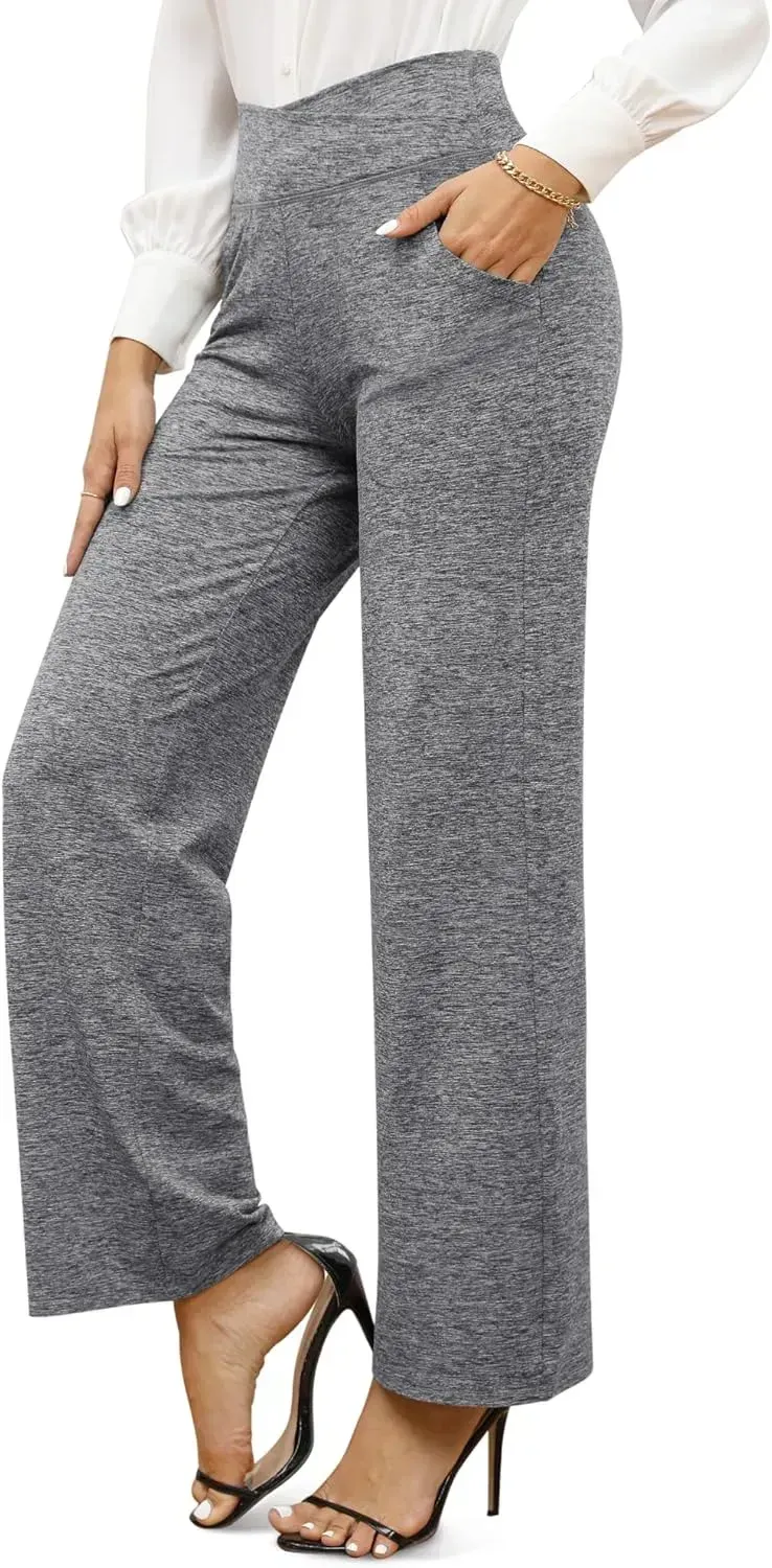 G4Free Wide Leg Pants for Women Loose Yoga Pants with Pockets Petite/Regular/Tall Stretch Casual Lounge Pants