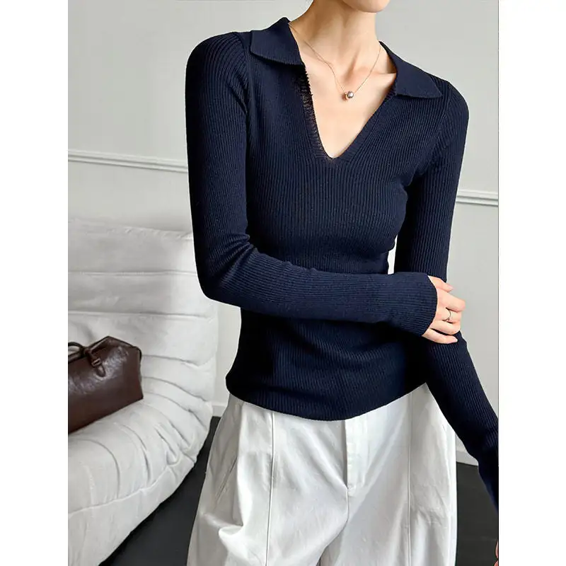 V-Neck Slim Fit Long Sleeve Sweater