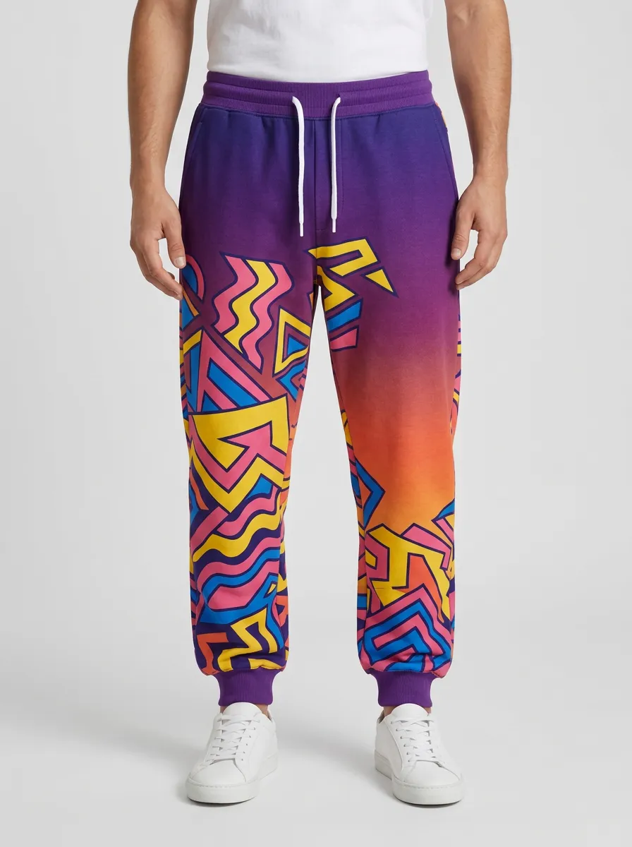 Men's Abstract Geometric Art Print Athletic Style Joggers