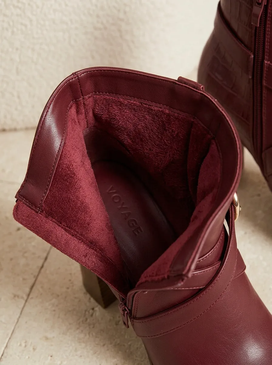 Buckle-Detail Women's High-Heel Ankle Boots