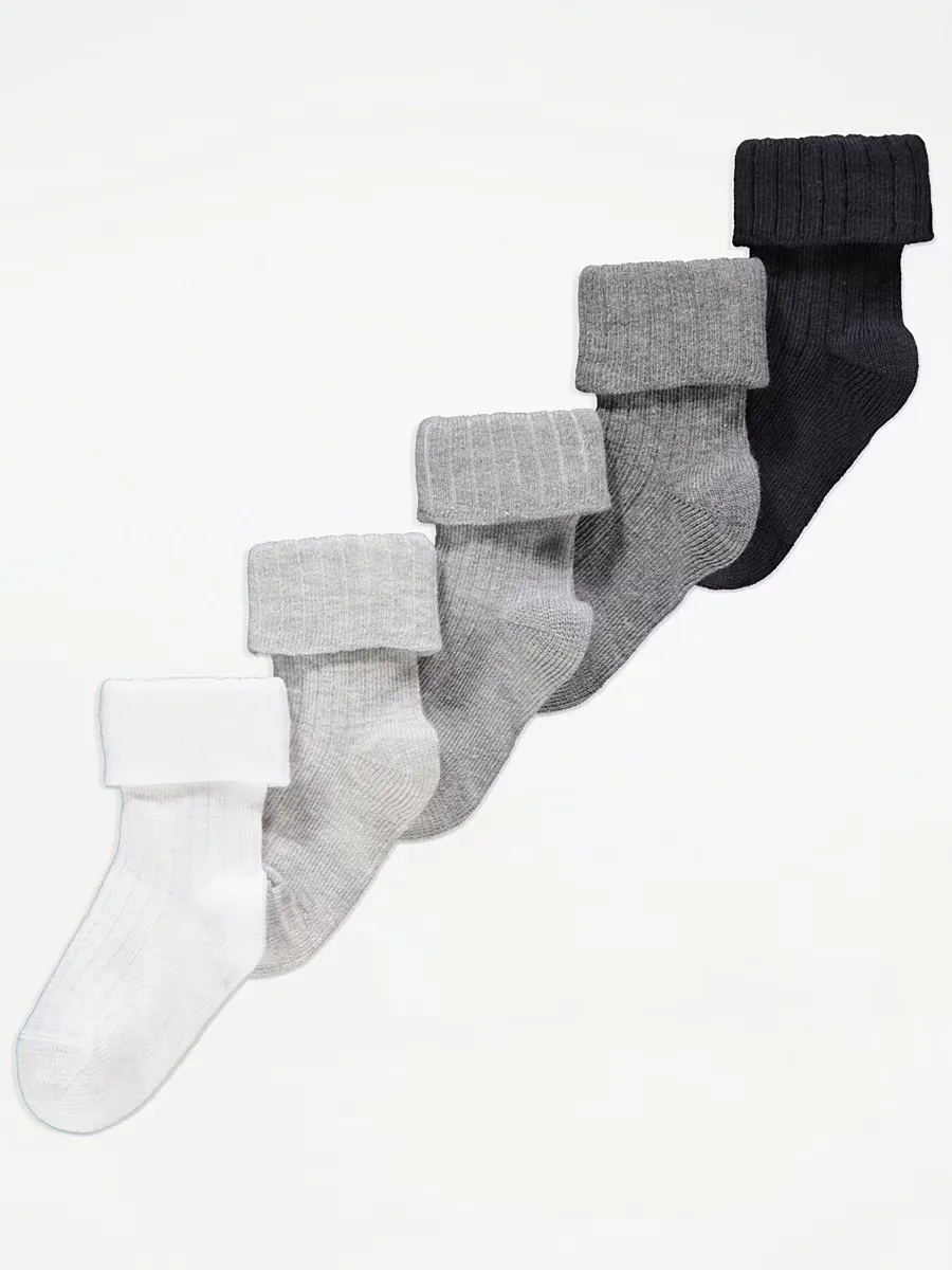 Black Ribbed Socks 5 Pack
