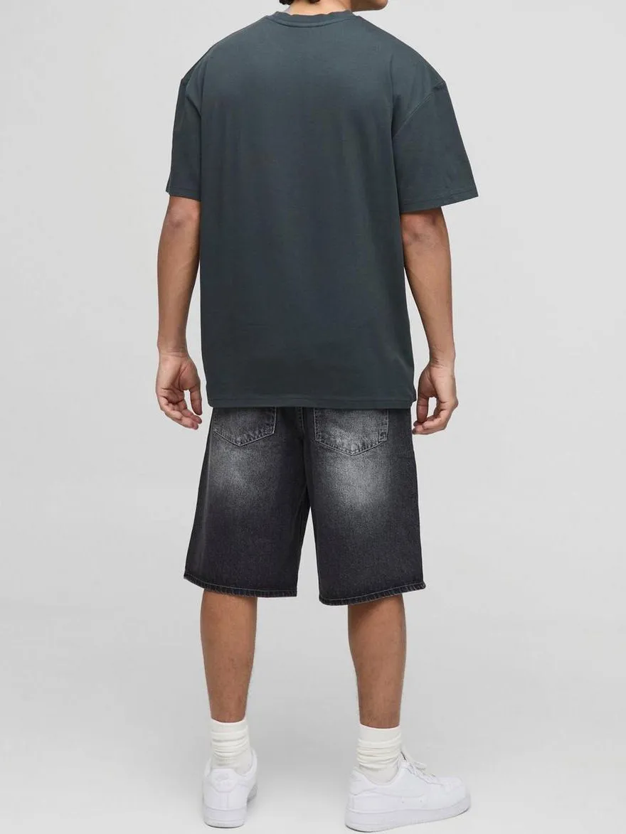 Comfort Fashionability Charcoal Denim Jorts