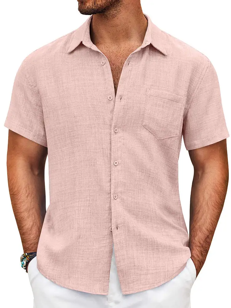Textured Short Sleeve Button Down Shirt