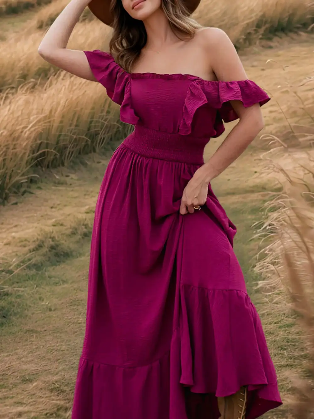Off-Shoulder Ruffled Maxi Dress
