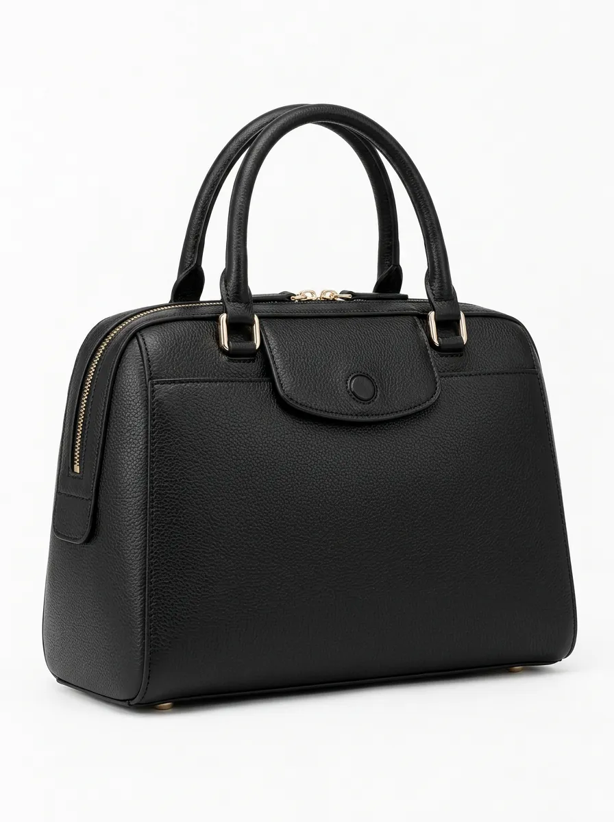 Women's Pebbled Texture Black Frame Style Handbag
