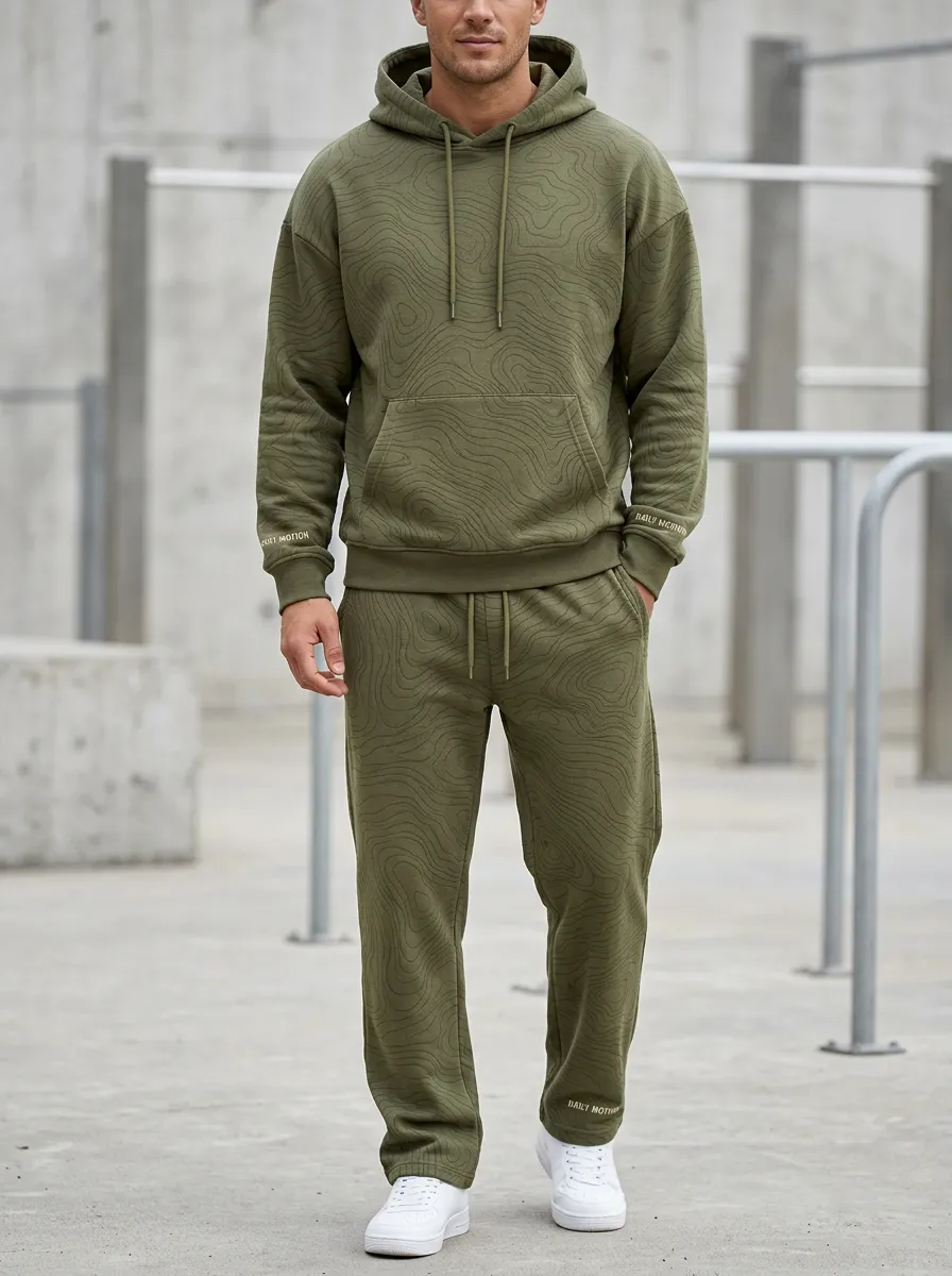Men's Everyday Topographic Map Print Jogger Set