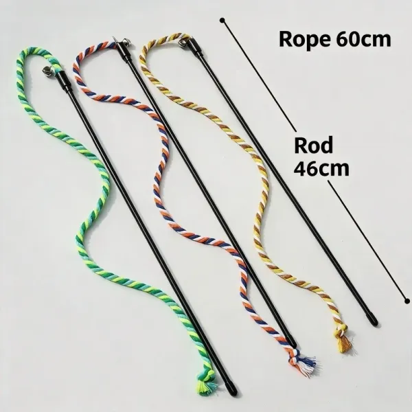 Cat Teaser Wand Cotton Rope Cat Toy Interactive Cat Play Toy Mainan Kucing