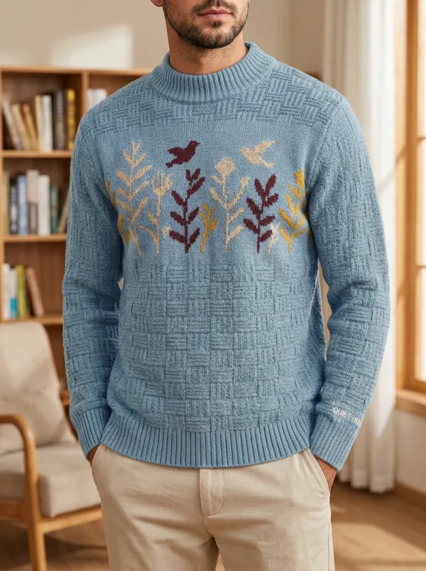 Men's Floral Bird Sweater