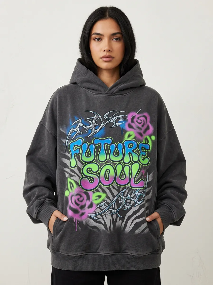 Unisex Streetwear Tribal Rose Hoodie