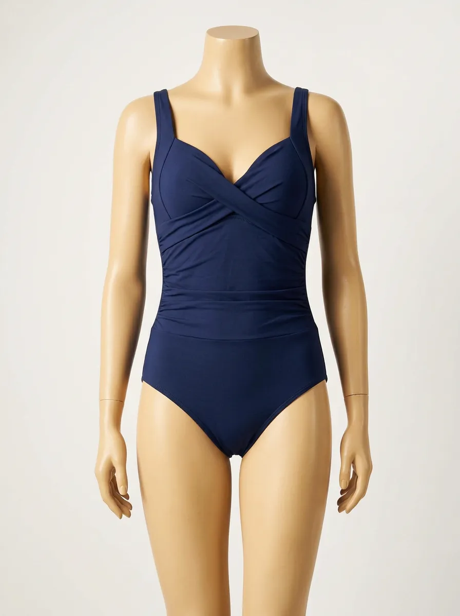 Classic Shape Cross-Front Ruched One-Piece Swimsuit