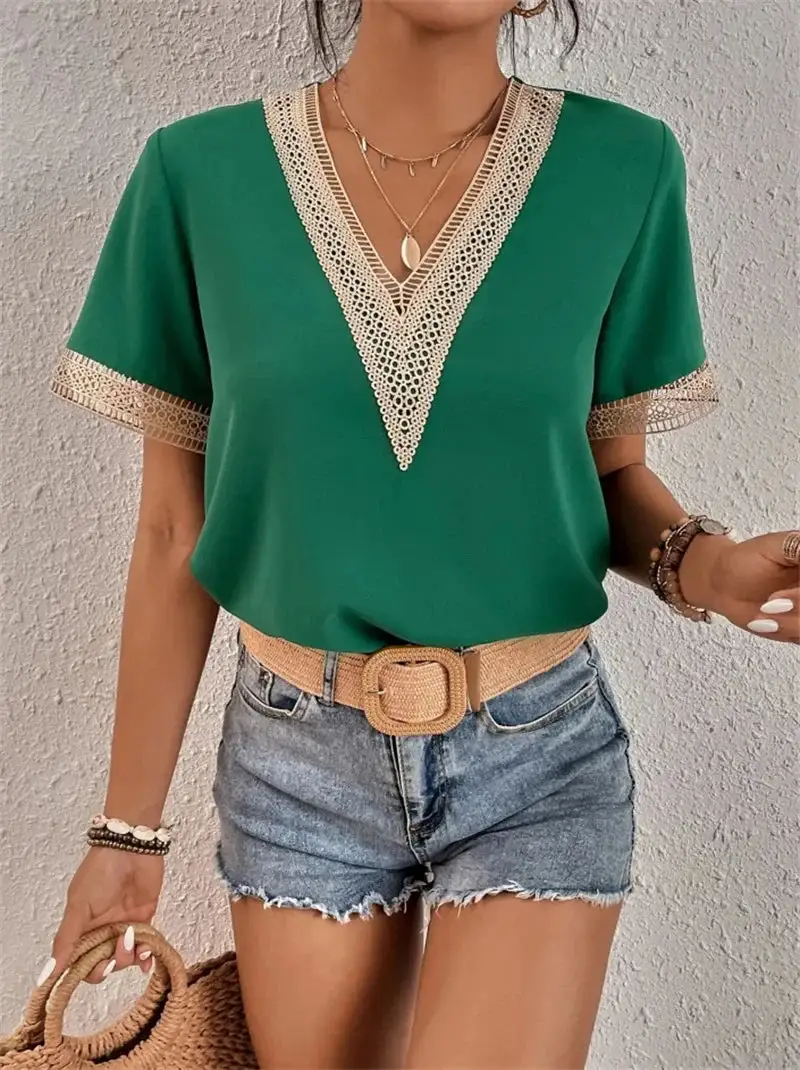 Lace V Neck Top