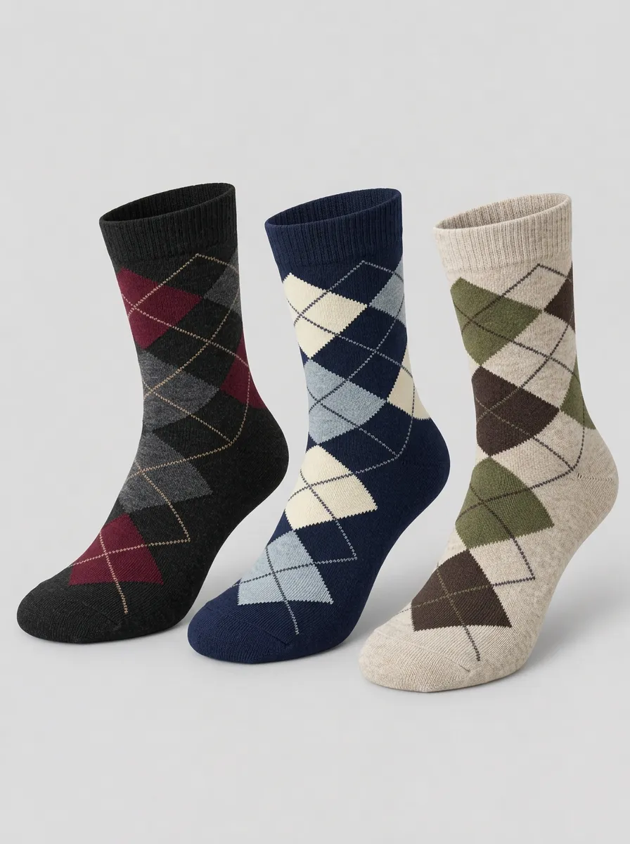 Men's Summit Classic Argyle Pattern Printed Socks 3-Pack