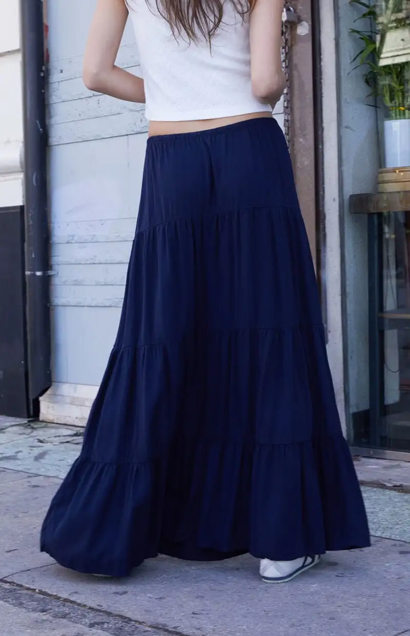 John Galt Navy Izzy Maxi Skirt