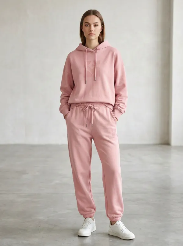 Women's Sage Green Minimalist Geometric Printed Hoodie Jogger Set