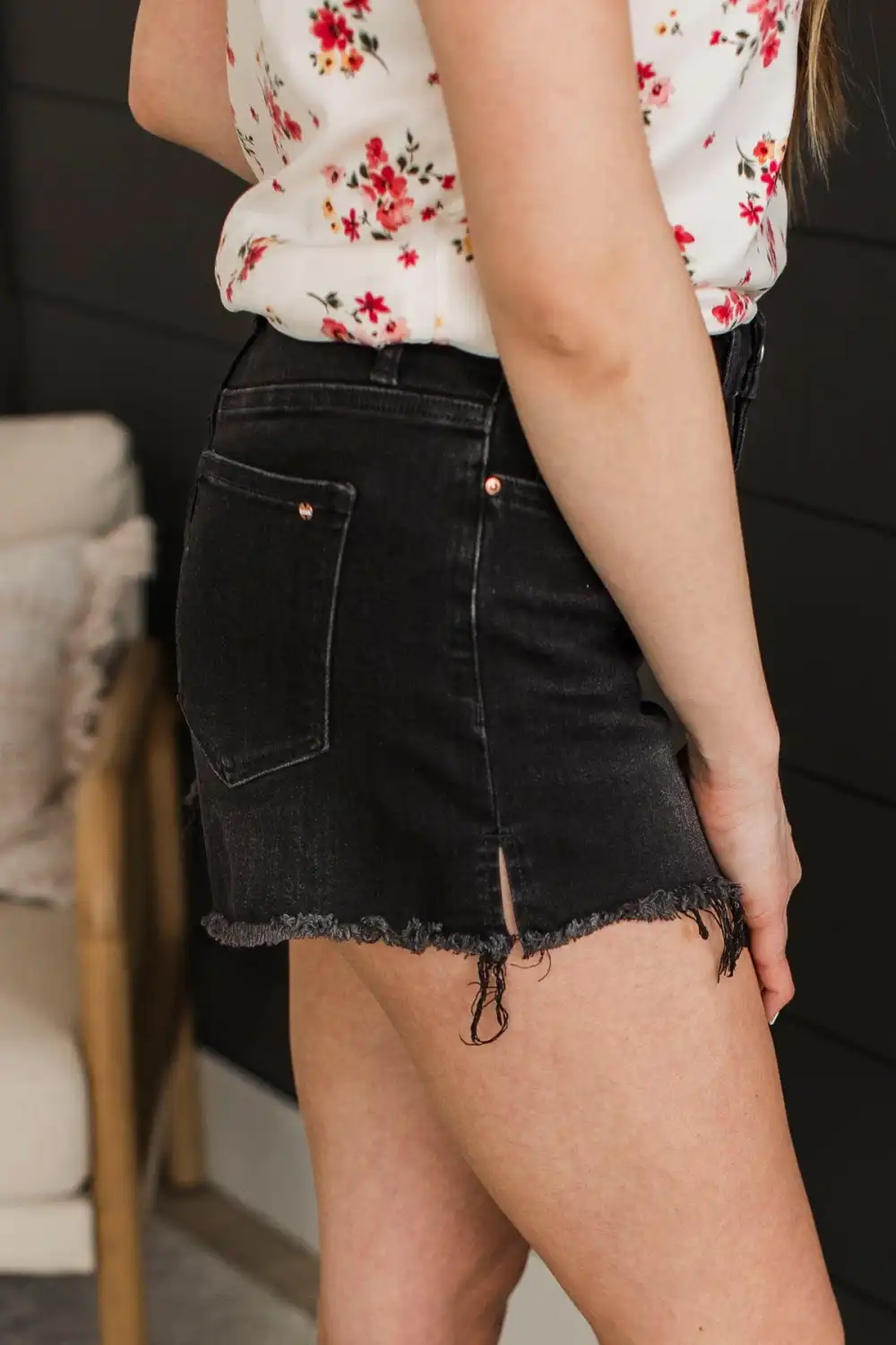 High-Rise Denim Refined Shorts