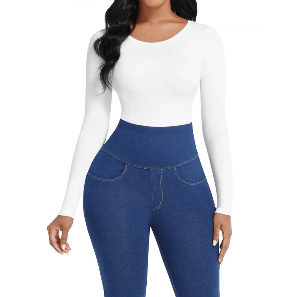 Round Neck Long Sleeve Shaping Bodysuit
